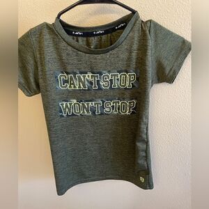 Little boys athletic material tee “Can’t Stop Won’t Stop”